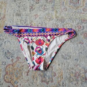 Colorful Floral and Chevron Bikini Multi Color Bottom